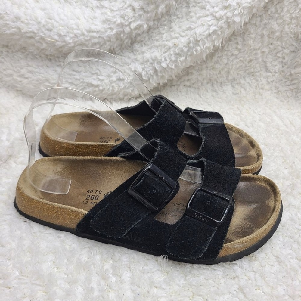 Birkenstock Betula Black Suede Arizona Slide Sandals sz 40